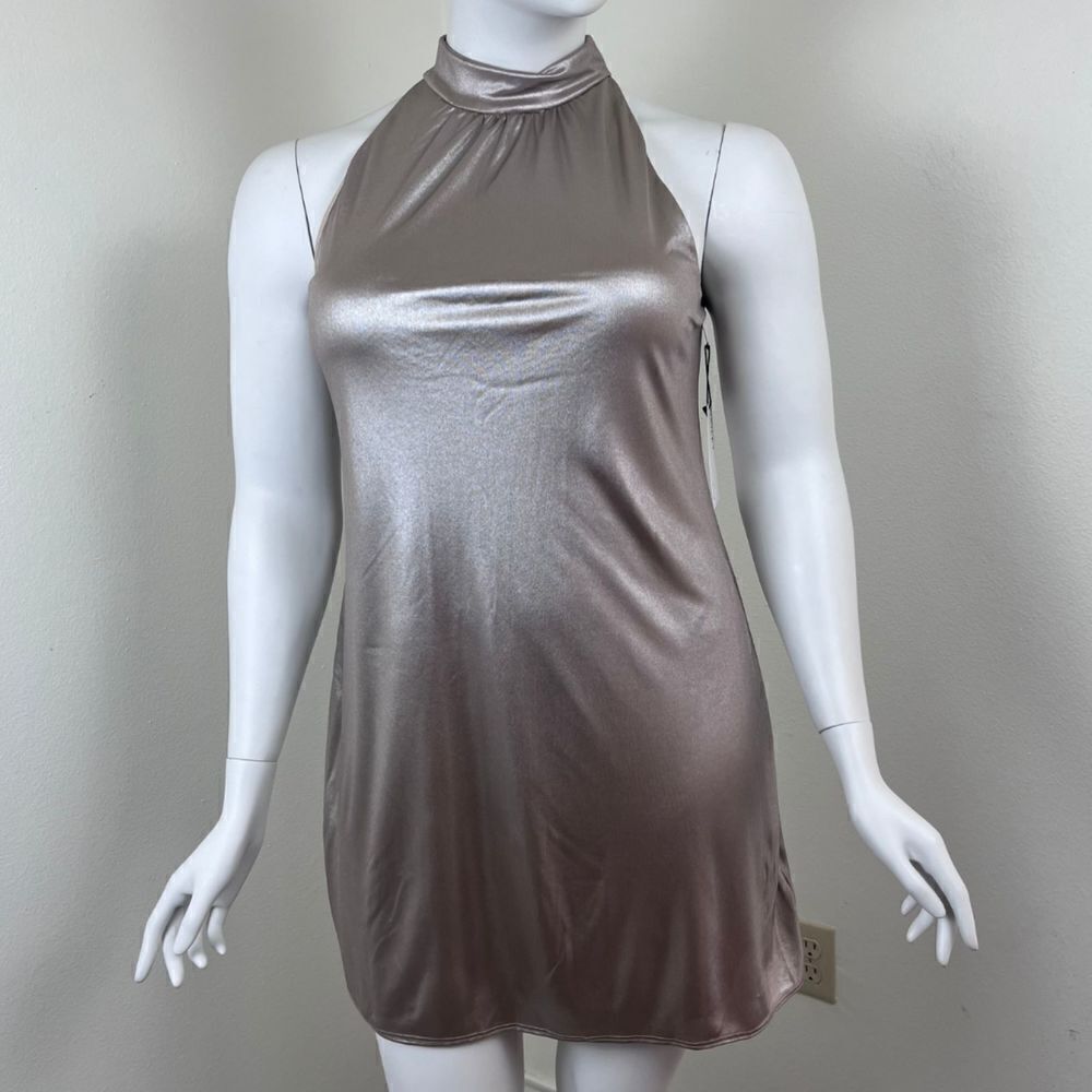 Bailey 44 Women Size L Director Cut Gold Matallic Shift Pullover Mini NEW Dress - Picture 8 of 17